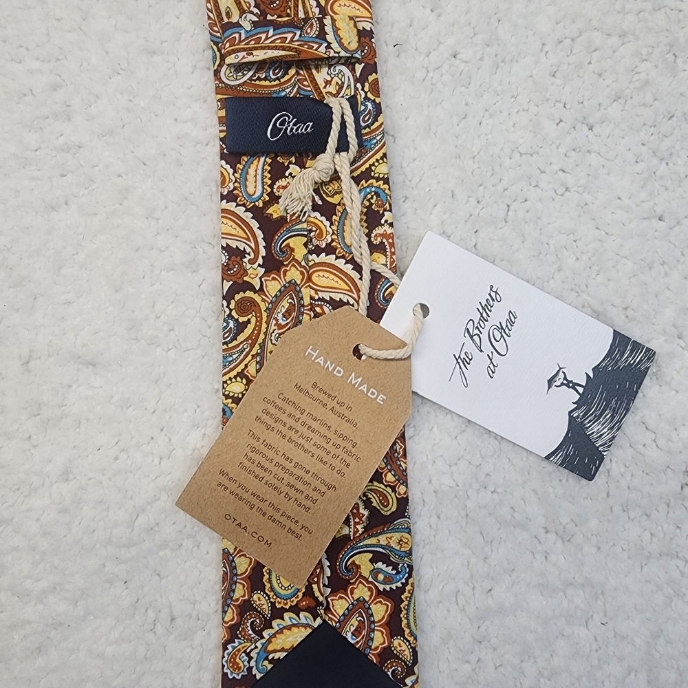 The Brothers @ Otaa Handmade Brown and Yellow Paisley Tie - Picture 3 of 9